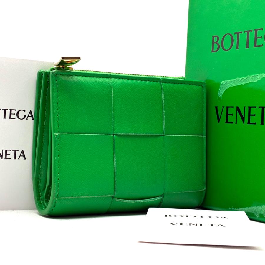 ボッテガヴェネタ 折り財布 マキシ イントレチャート カセット グリーン ボッテガヴェネタ BOTTEGA VENETA カセット 二つ折り財布 マキシ