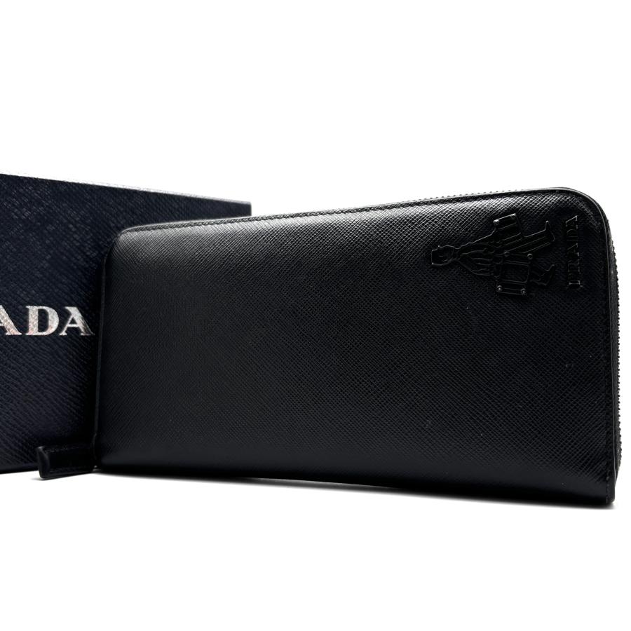 ＰＲＡＤＡ　プラダ　サフィアーノ　ケース　ラウンドファスナー　ブラック x PRADA プラダ ポーターコラボ ラウンドファスナー 長財布 サフィアーノ