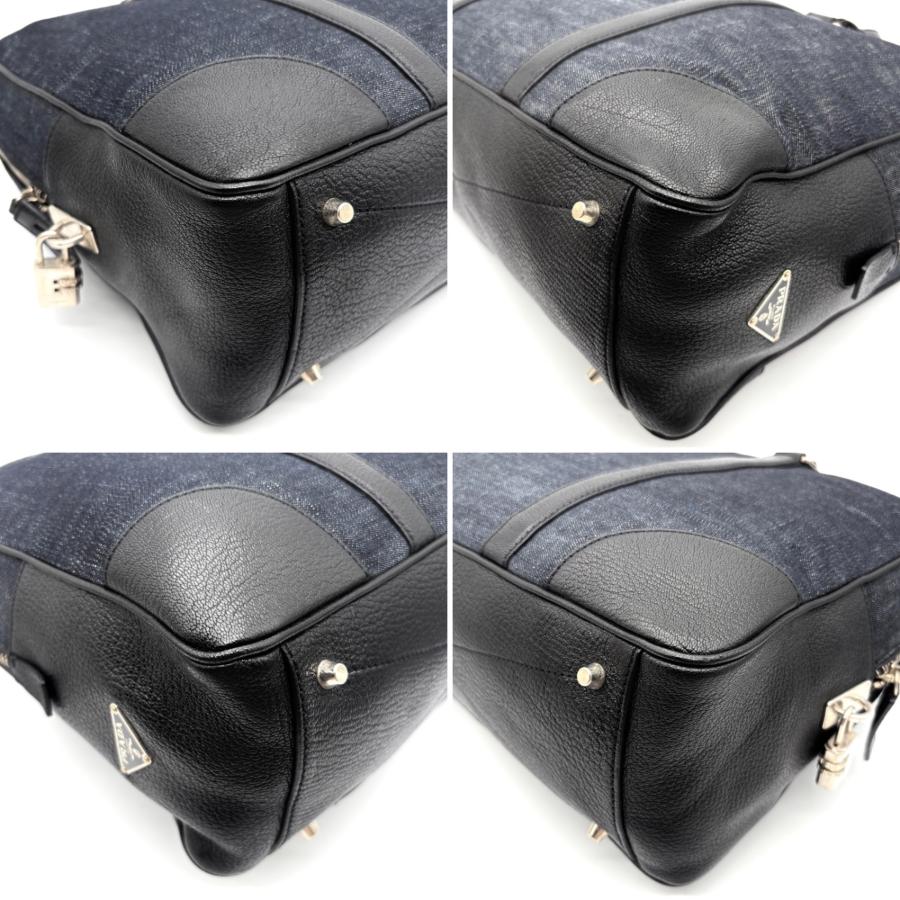 プラダ PRADA ビジネスバッグ ブリーフケース デニム レザー 三角ロゴ