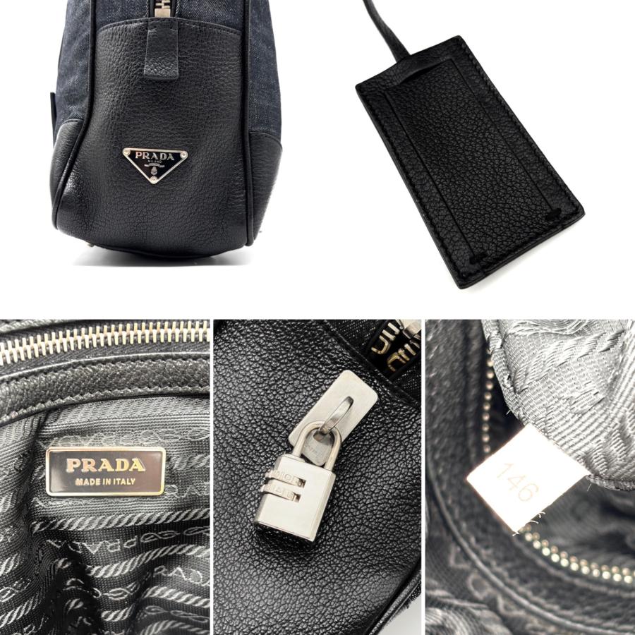 プラダ PRADA ビジネスバッグ ブリーフケース デニム レザー 三角ロゴ