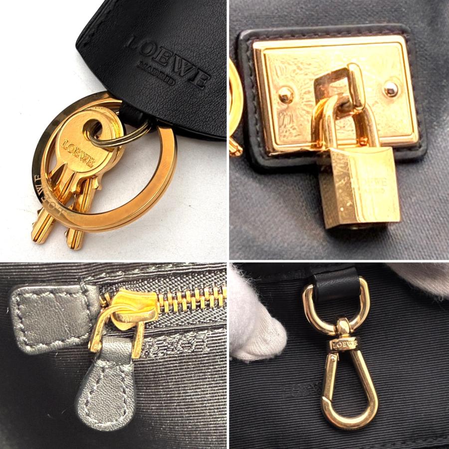LOEWE ロエベ 南京錠 鍵付 トートバッグ ナッパレザー ブラック 黒