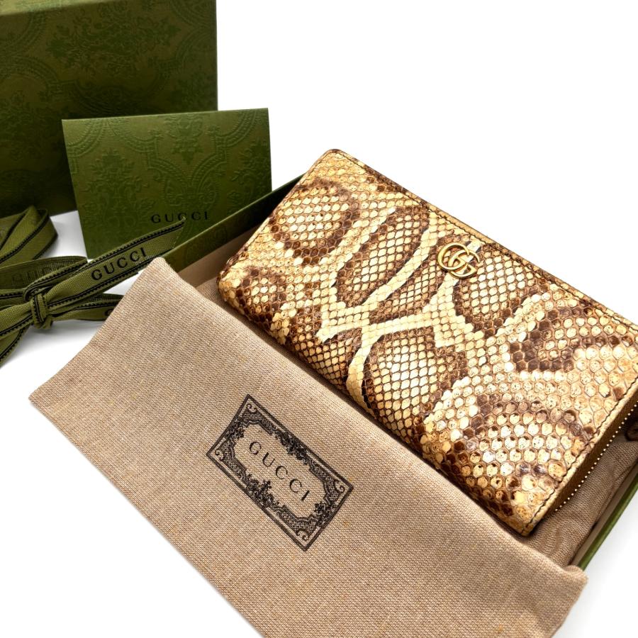 GUCCI グッチ 長財布 マーモント ラウンドファスナー パイソン