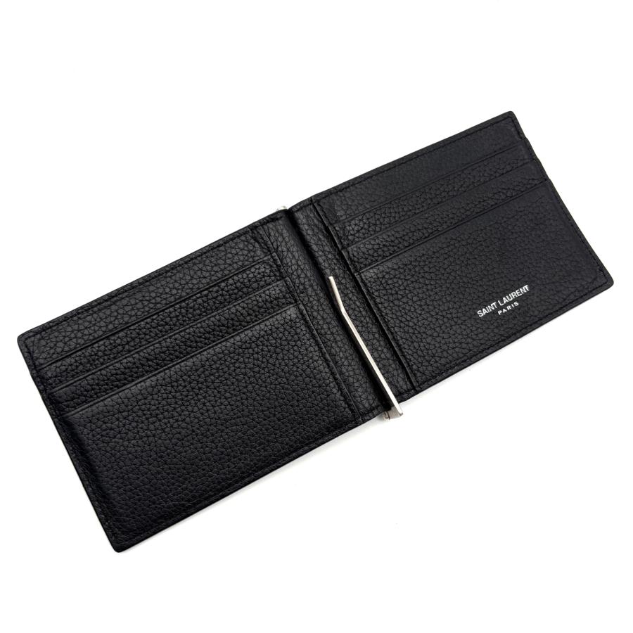 Yves Saint Laurent マネークリップ 財布 レザー ブラック 箱付美品 SaintLaurent サンローラン マネークリップ 札入れ 二つ折り