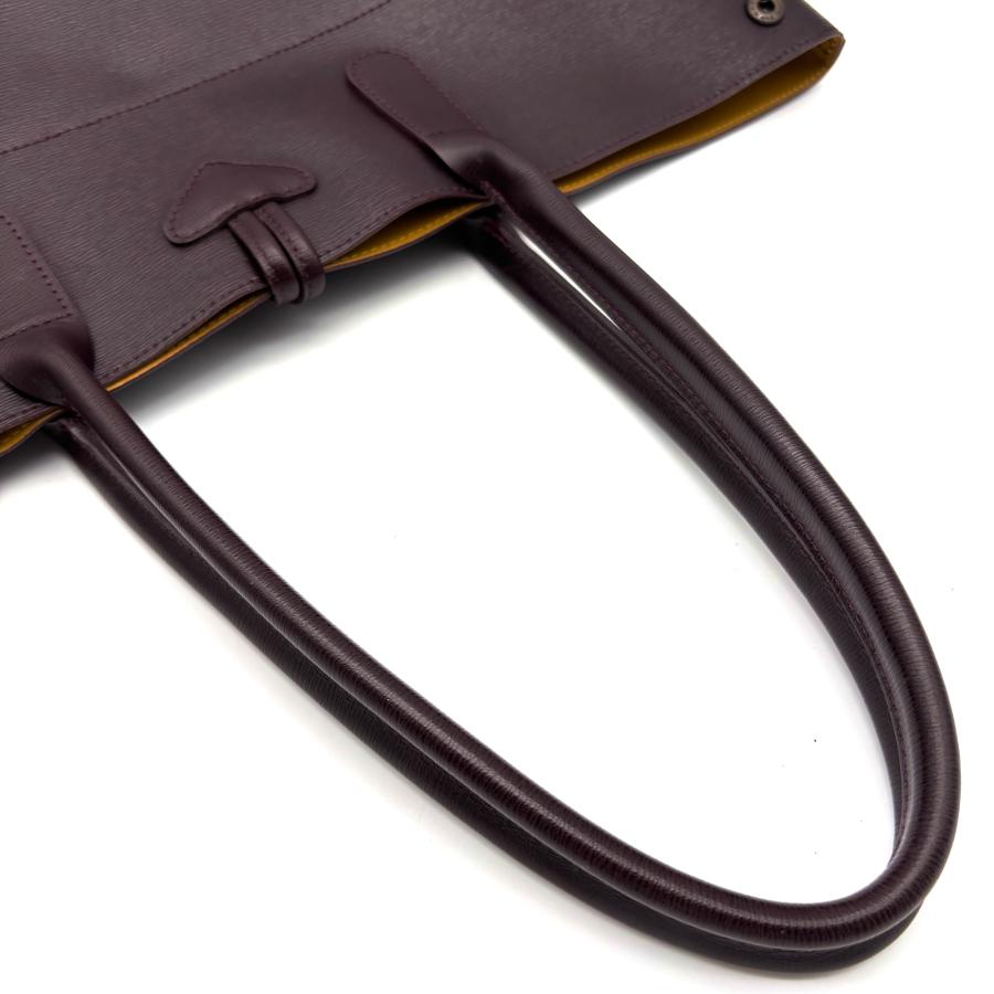 LONGCHAMP ロンシャン ロゾ トートバッグ レザー 本革 ダークパープル 紫 トグル ロゴ 大容量 A4収納 肩掛け ビジネス 通勤 レディース 旅行 帰省 美品の画像