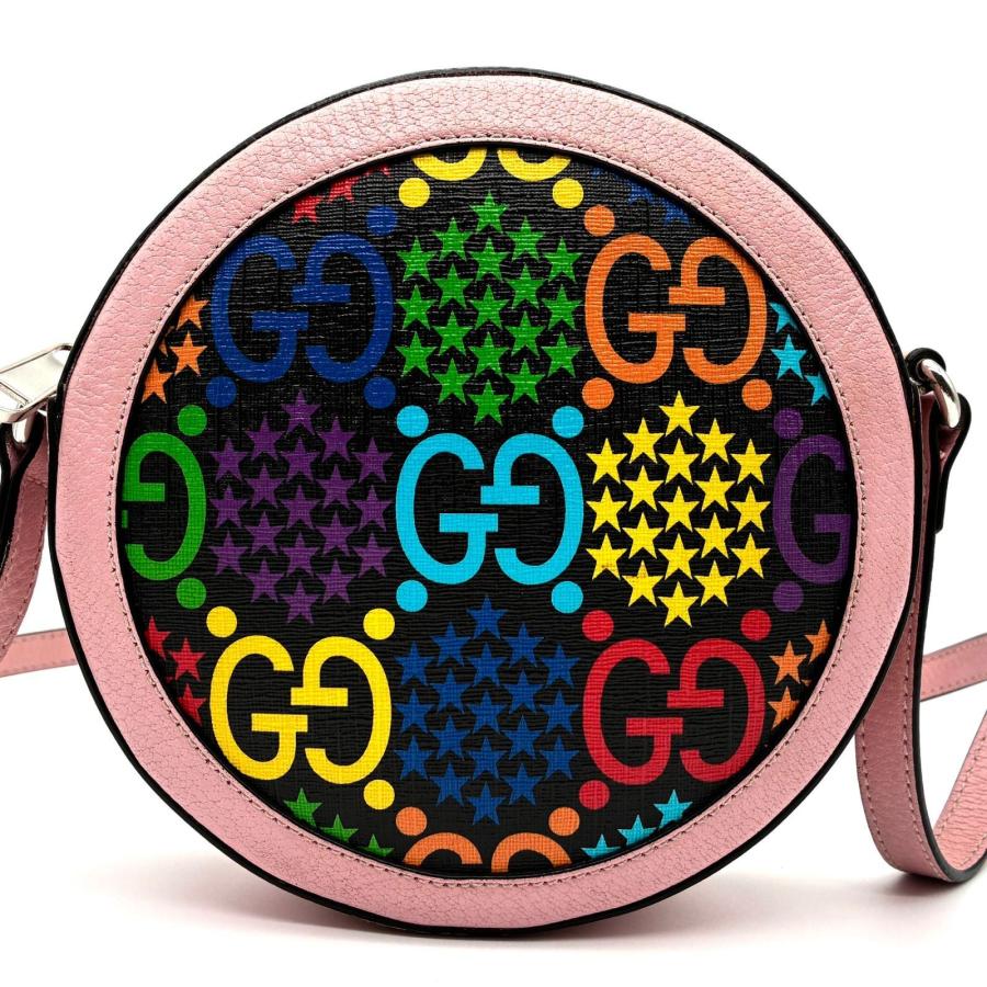 GUCCI グッチ GGサイケデリック ショルダーバッグ ラウンド 丸型 PVC レザー マルチカラー ピンク 星 スター 春 夏 お出かけ デート 旅行 希少デザイン 極美品