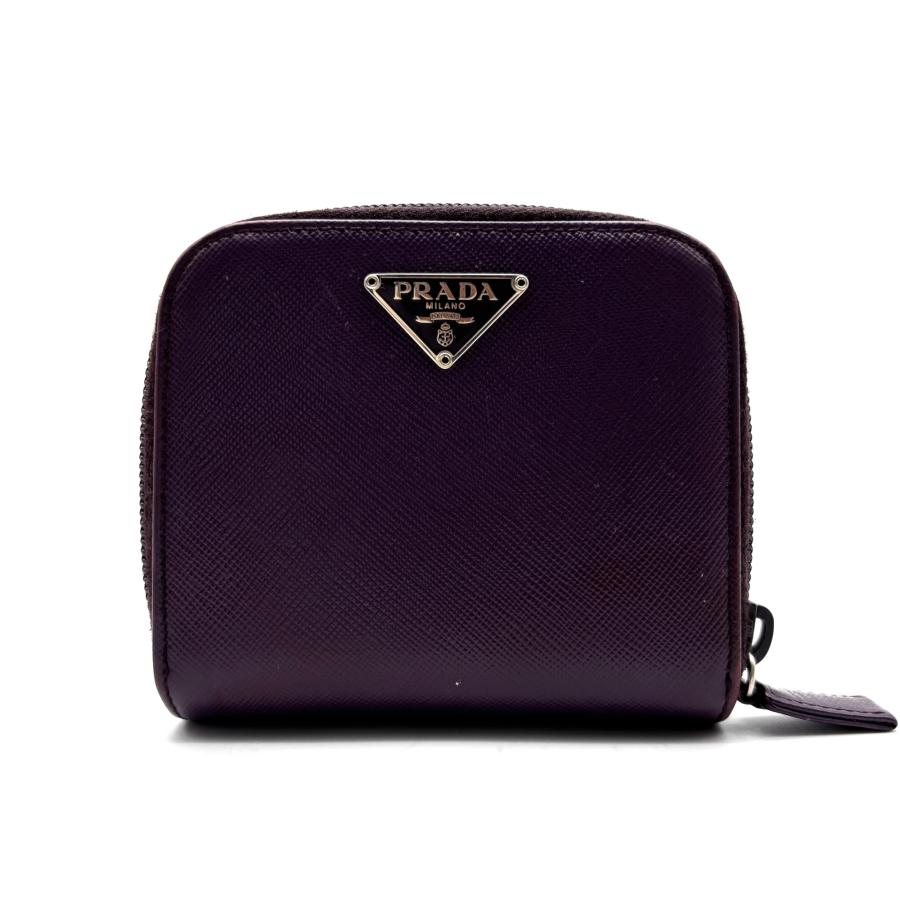PRADA プラダ　折り財布　ラウンドファスナー　サフィアーノレザー　三角ロゴ プラダ PRADA サフィアーノ 二つ折り財布 ラウンドファスナー 三角ロゴ