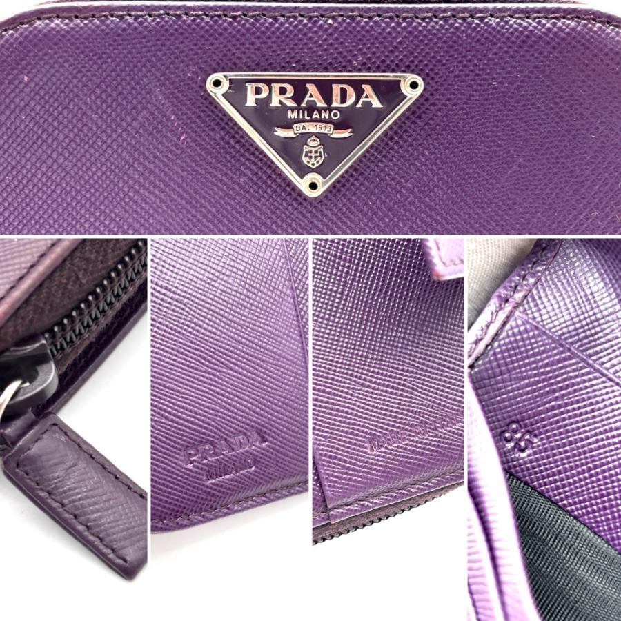 プラダ PRADA サフィアーノ 二つ折り財布 ラウンドファスナー 三角ロゴ