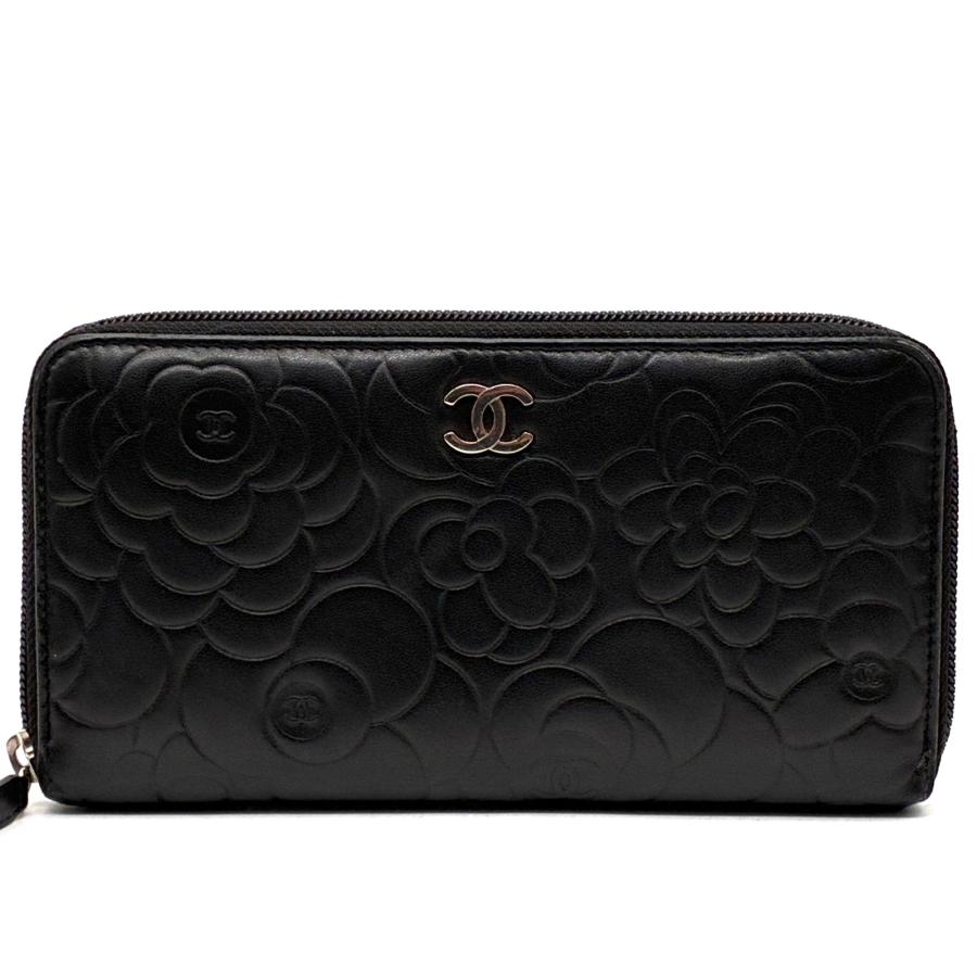シャネル CHANEL カメリア ココマーク ラウンドファスナー 長財布