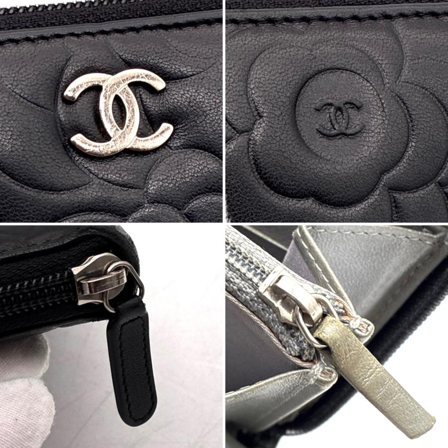 シャネル CHANEL カメリア ココマーク ラウンドファスナー 長財布 