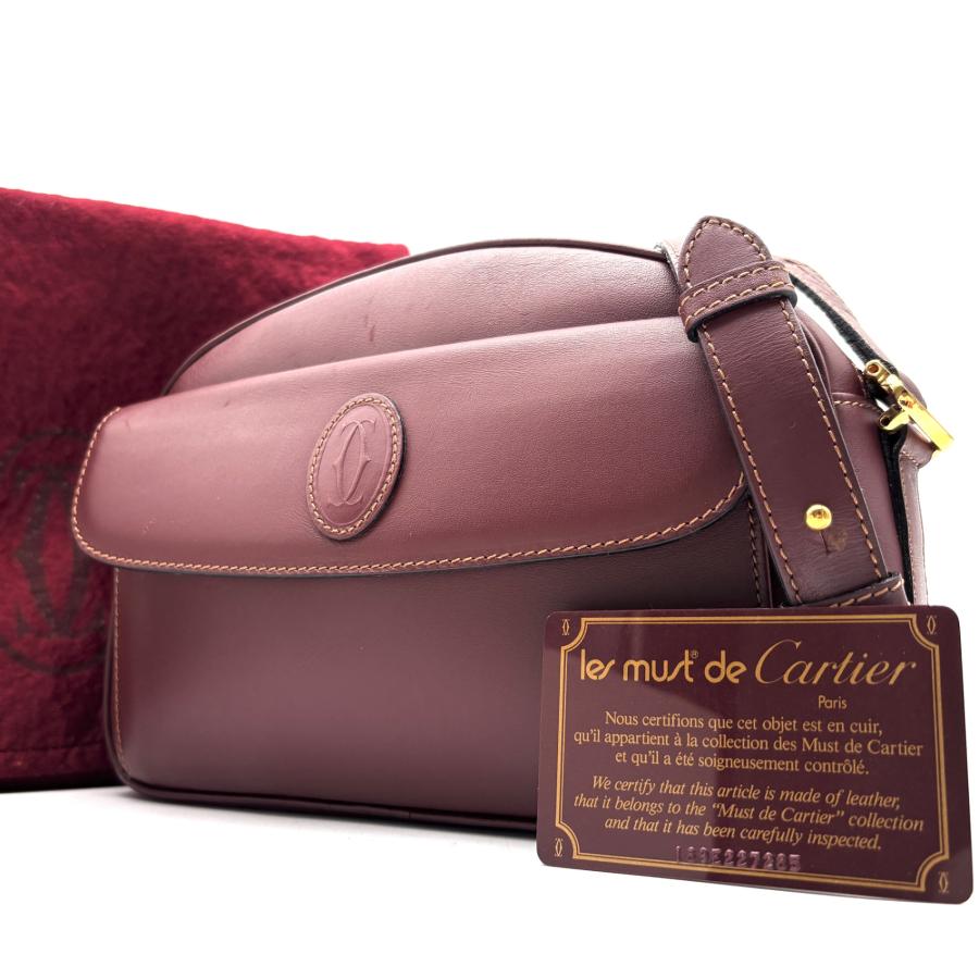 Cartier カルティエ マストライン ショルダーバッグ レザー ボルドー
