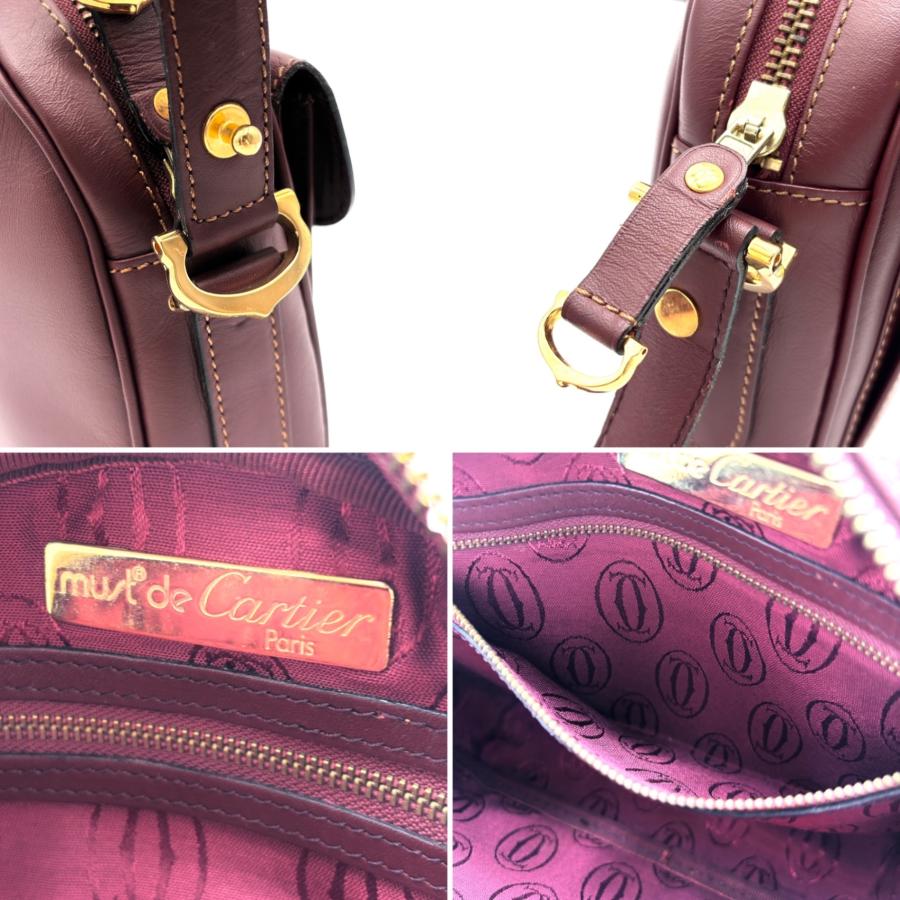 Cartier カルティエ マストライン ショルダーバッグ レザー ボルドー