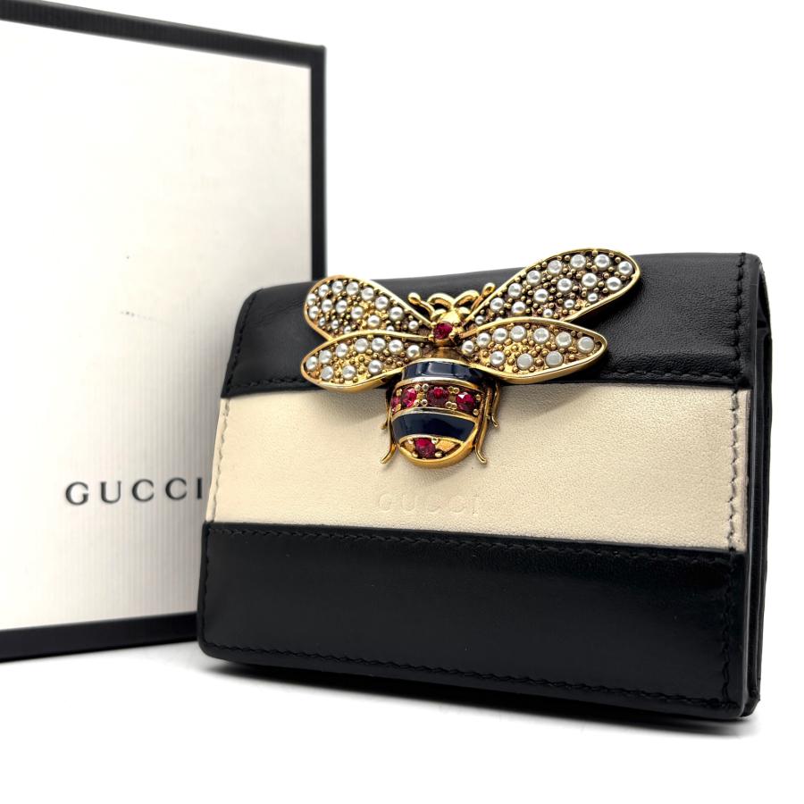 GUCCI GGスプリーム ビー 二つ折り財布　蜂　グッチ　小銭入れ　お札入れ グッチ GUCCI ビー Bee 蜂 二つ折り財布 コンパクトウォレット レザー