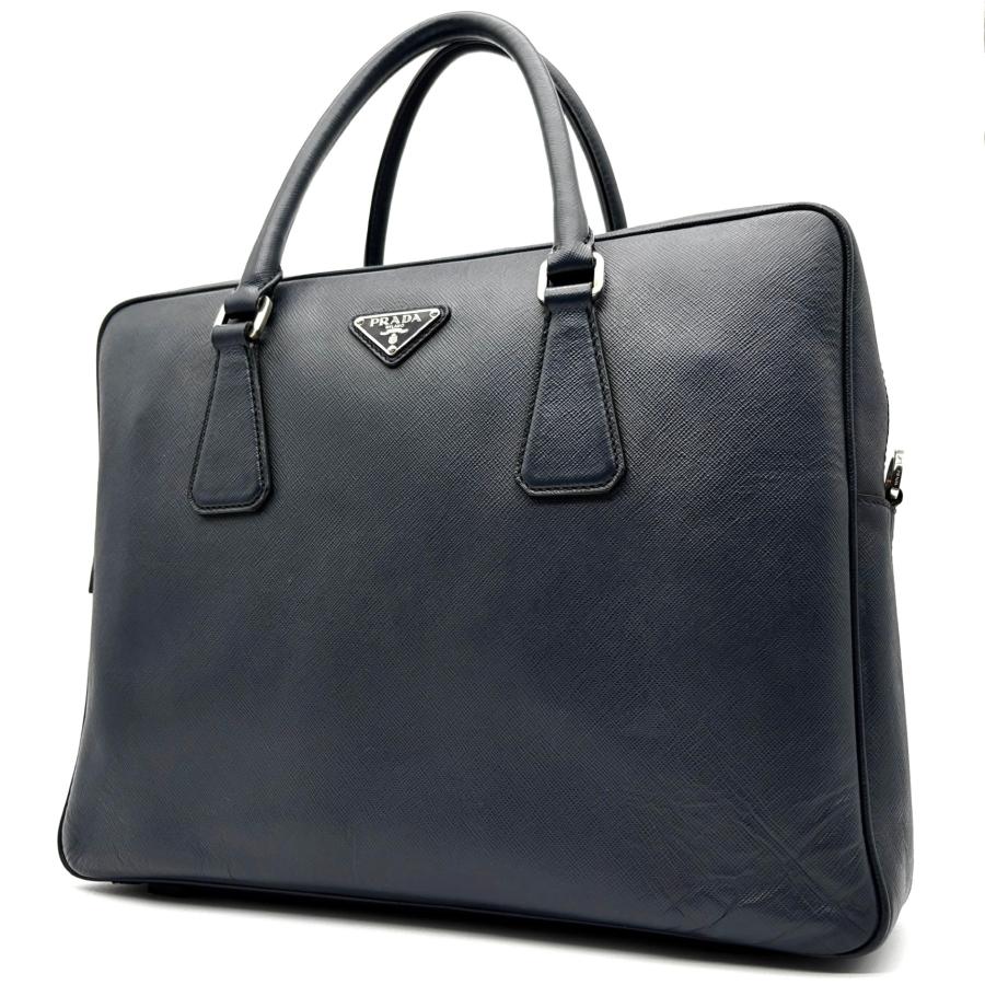 PRADA プラダ ブリーフケース ビジネスバッグ 三角ロゴ プレート 白