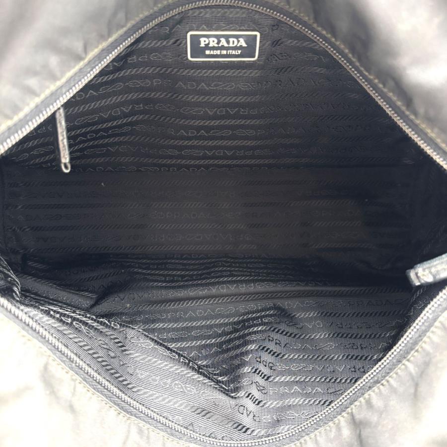 PRADA プラダ テスート ナイロン レザー トートバッグ ブラック 黒 白タグ 通勤 通学 軽量 肩掛け シルバー金具 三角ロゴ 希少 冠婚葬祭 フォーマル 美品