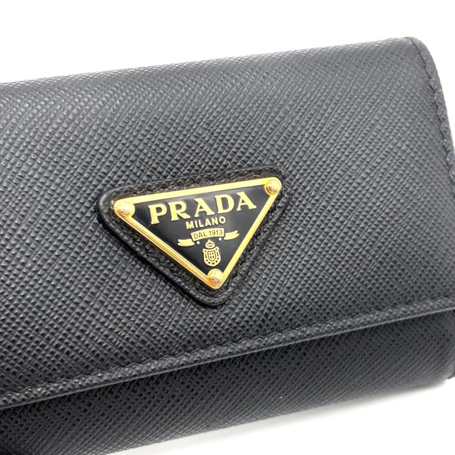 プラダ PRADA 4連 キーケース 三角ロゴ サフィアーノ レザー ブラック