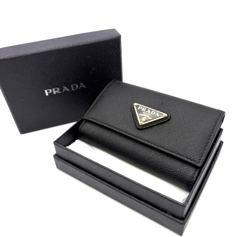 プラダ PRADA 4連 キーケース 三角ロゴ サフィアーノ レザー ブラック
