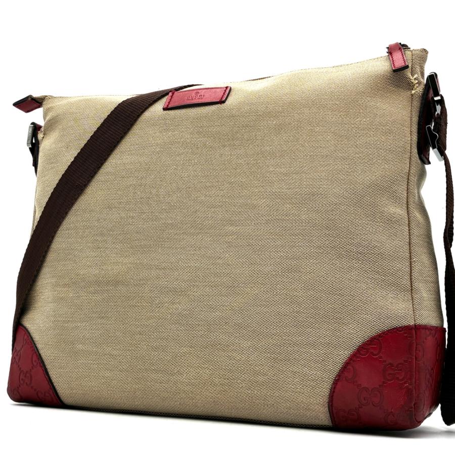グッチ GUCCI GGキャンバス レッド レザー ショルダーバッグ【中古】 r-deco-online_230530-4-1nsr-08
