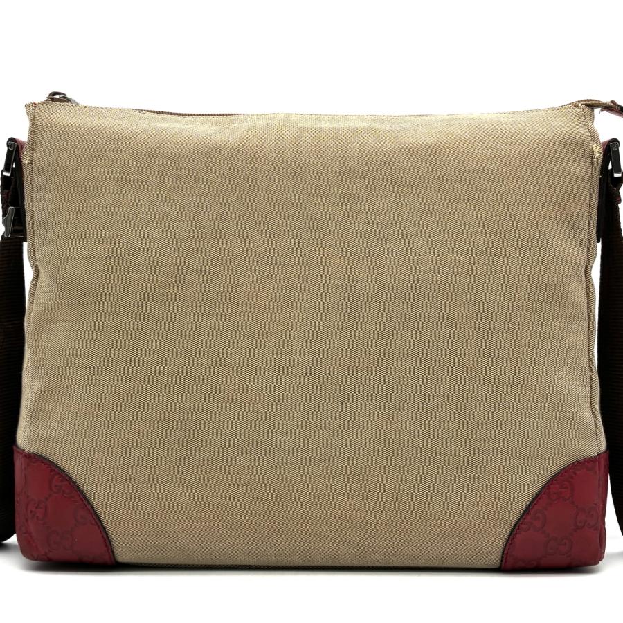 グッチ ショルダーバッグ GUCCI GGキャンバス シマレザー レッド 赤