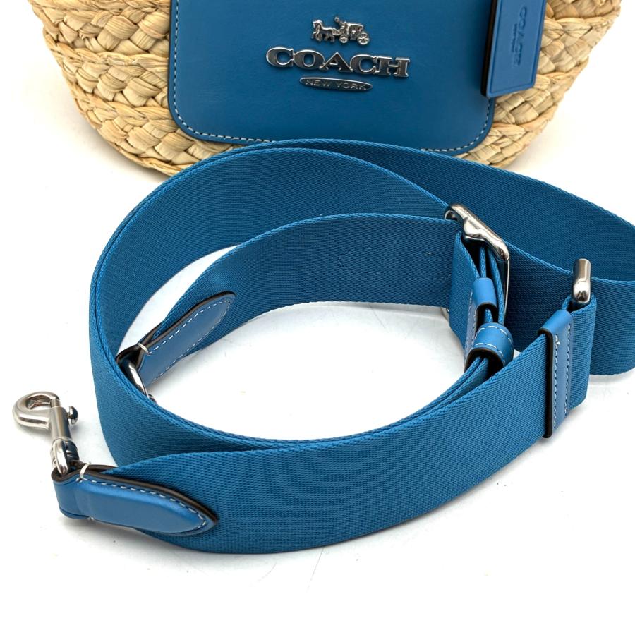 COACH コーチ 2way チョーク ストロー モリー トート25 カゴバッグ COACH コーチ かごバッグ ストロー 2way トートバッグ 麦わら レザー