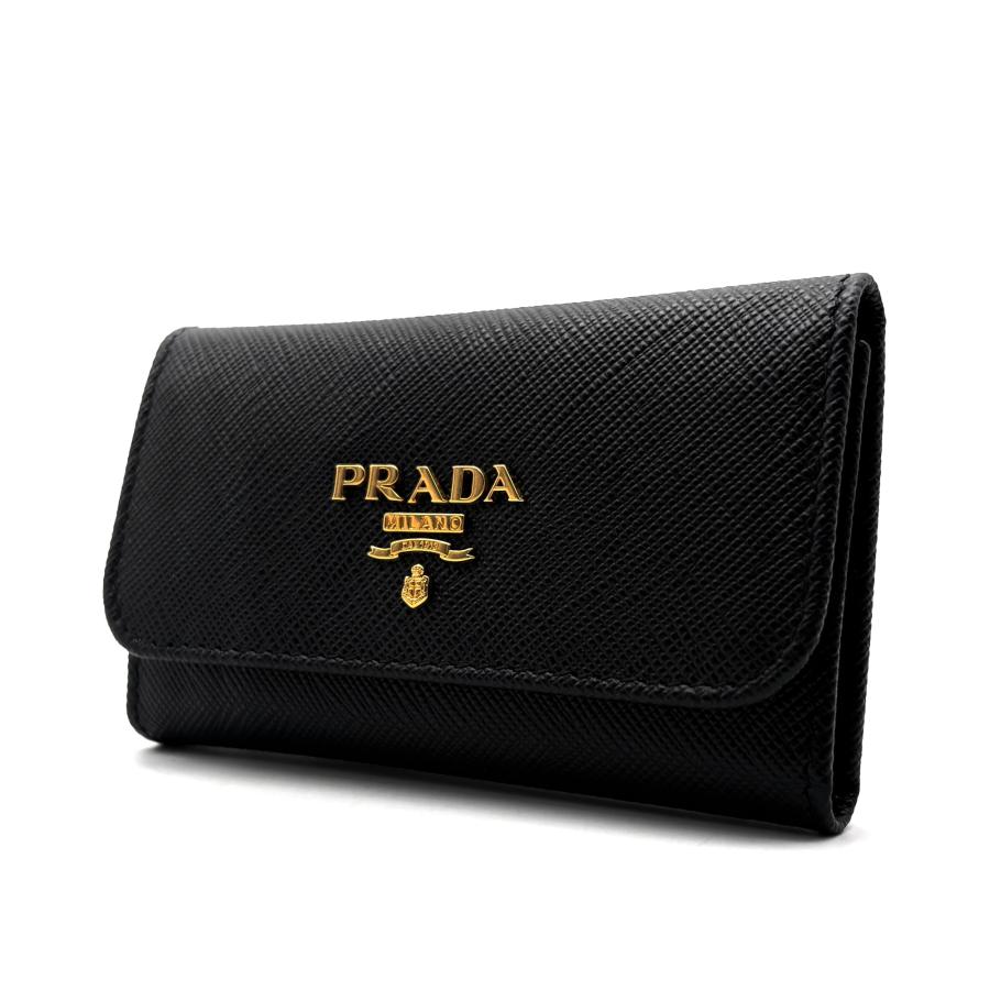 極美品 プラダ キーケース ブラック ゴールド金具 6連 サフィアーノ レザー プラダ PRADA 6連 キーケース サフィアーノレザー ブラック 黒