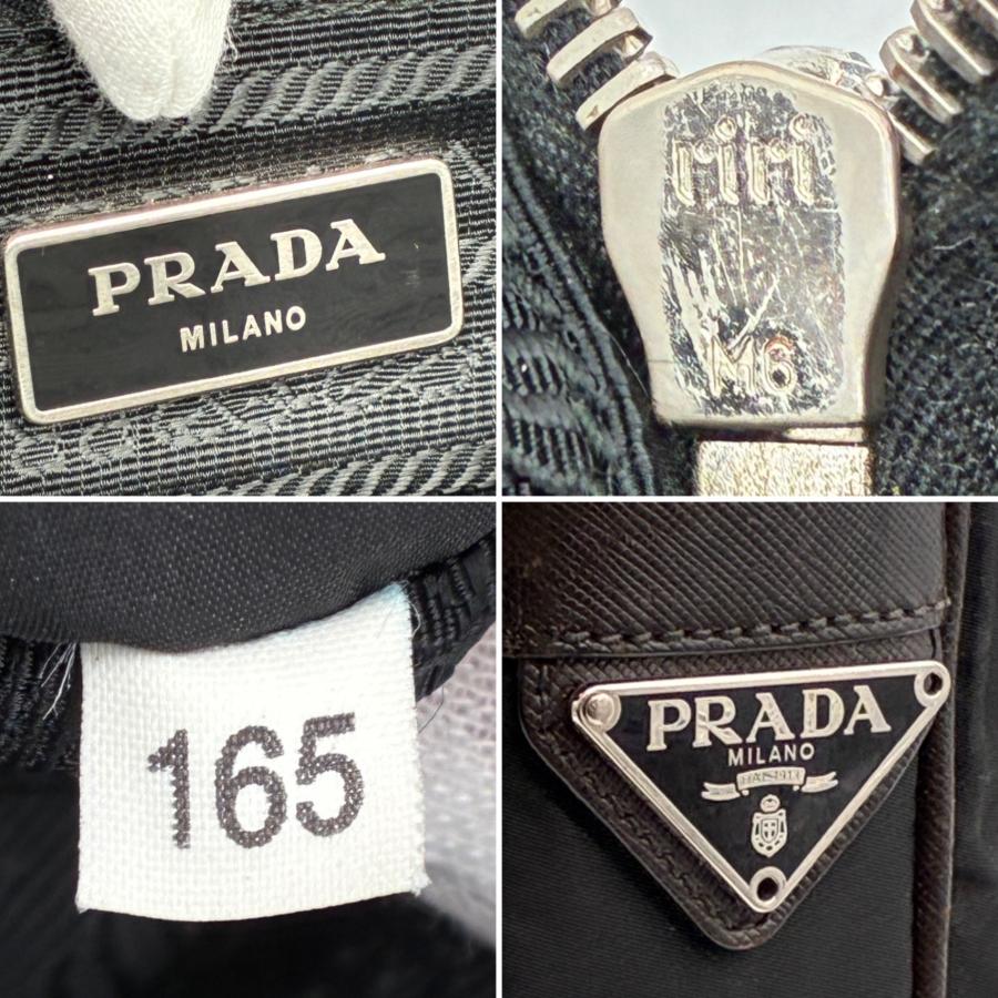 PRADA プラダ ショルダーバッグ 三角ロゴ プレート ロゴプリント 白タグあり テスートナイロン サフィアーノレザー 斜め掛け ブラック 黒