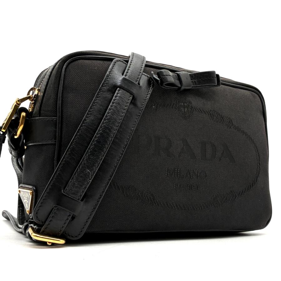 プラダ PRADA ロゴ ジャガード リボン カメラバッグ ショルダーバッグ 