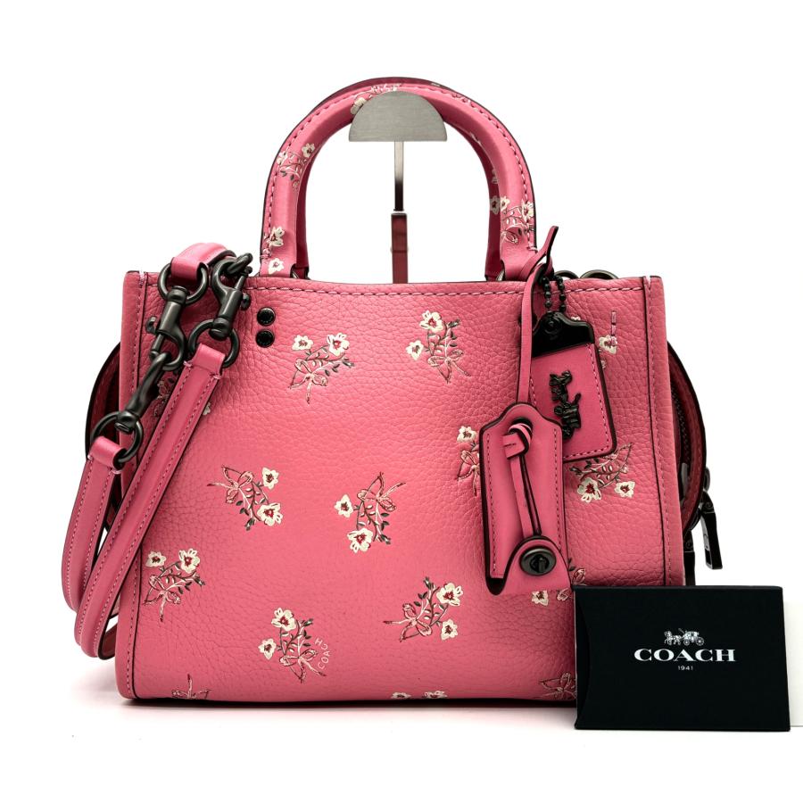 COACH コーチ ローグ25 2way フローラル 花柄 レザー ハンドバッグ 