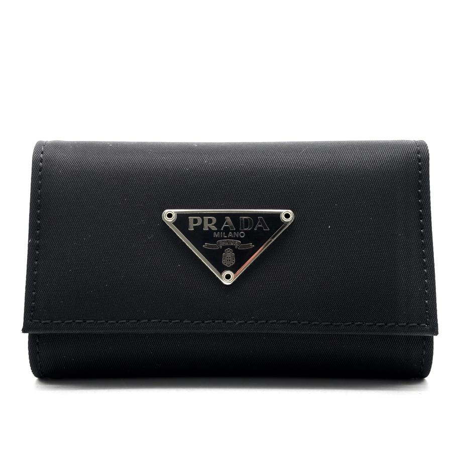 PRADA プラダ キーケース 6連 サフィアーノレザー 本革 ブラック 黒 三角ロゴ プレート シルバー金具 メンズ レディース 父の日 ギフト M222 未使用 保管品_1