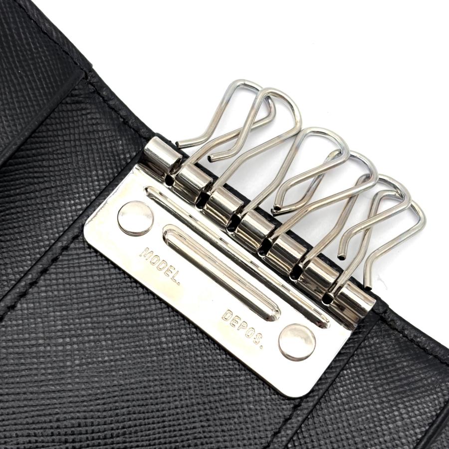 PRADA プラダ キーケース 6連 サフィアーノレザー 本革 ブラック 黒