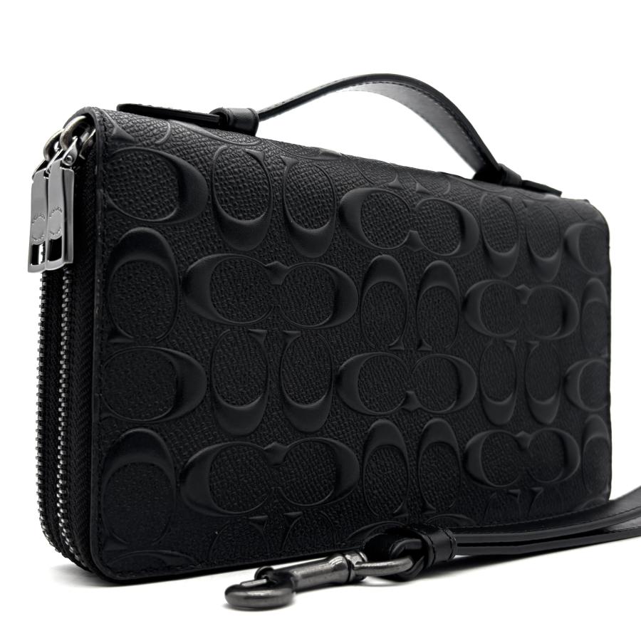 【COACH】 コーチ　ブラック　シグネチャー　オーガナイザー財布　ウォレット コーチ COACH シグネチャー オーガナイザー トラベル ウォレット 長