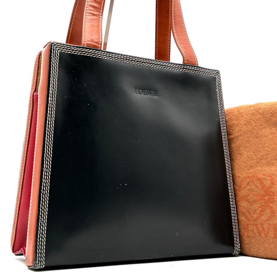 ロエベ LOEWE ハンドバッグ トートバッグ スクエア レザー バイカラー 