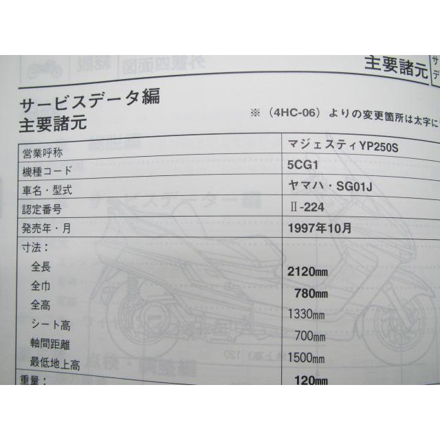 マジェスティ　書類のみ ヤマハ発動機 マジェスティ250 サービスマニュアル ヤマハ 正規