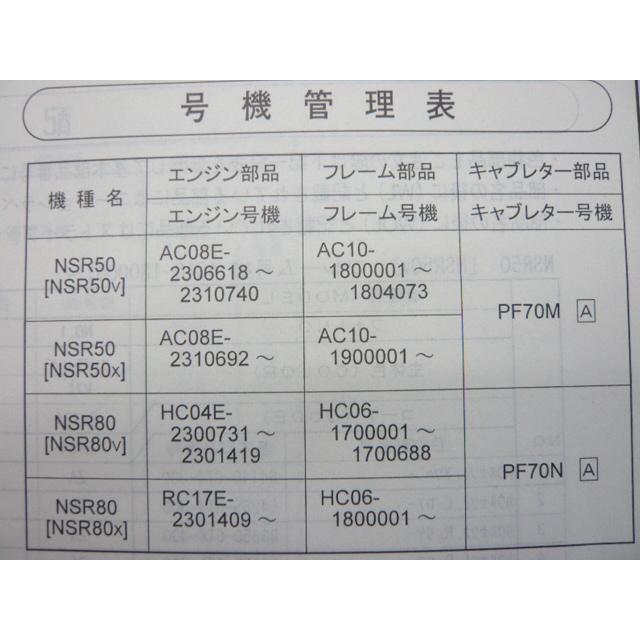 ホンダ（HONDA） NSR50 NSR80 パーツリスト 2版 正規 中古 バイク 整備