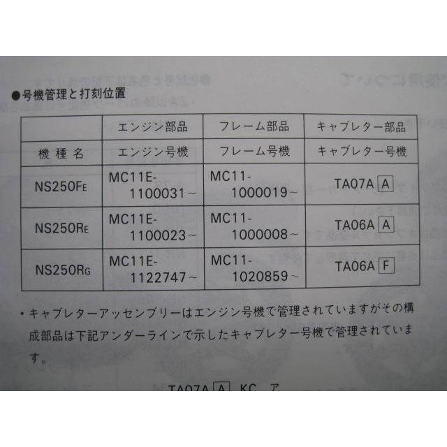 ホンダ（HONDA） NS250R NS250F SE パーツリスト 5版 正規 中古 バイク