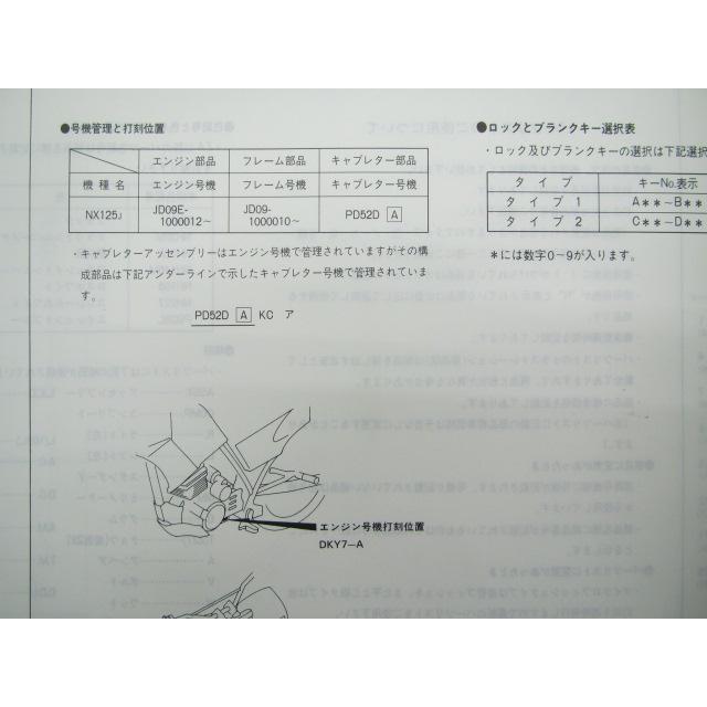 ホンダ（HONDA） NX125 パーツリスト 2版 正規 中古 バイク 整備書