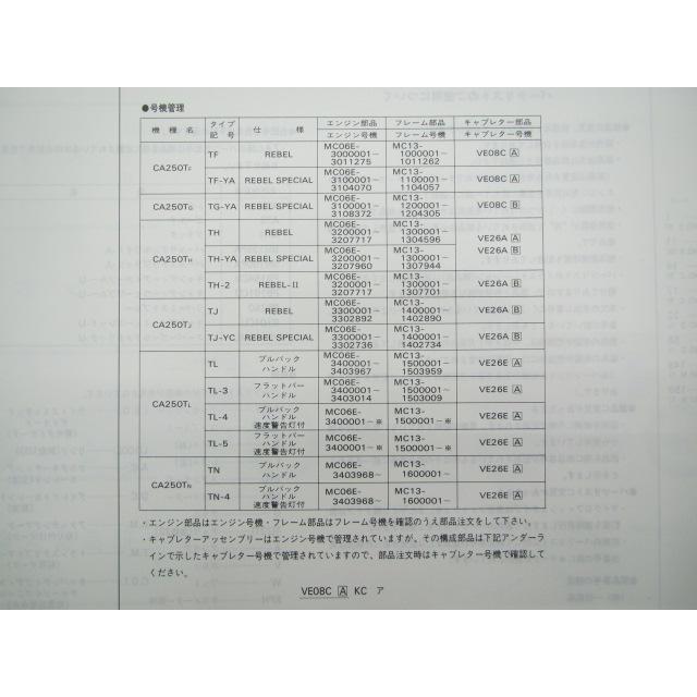 ホンダ（HONDA） レブル250 パーツリスト 9版 正規 中古 バイク 整備書