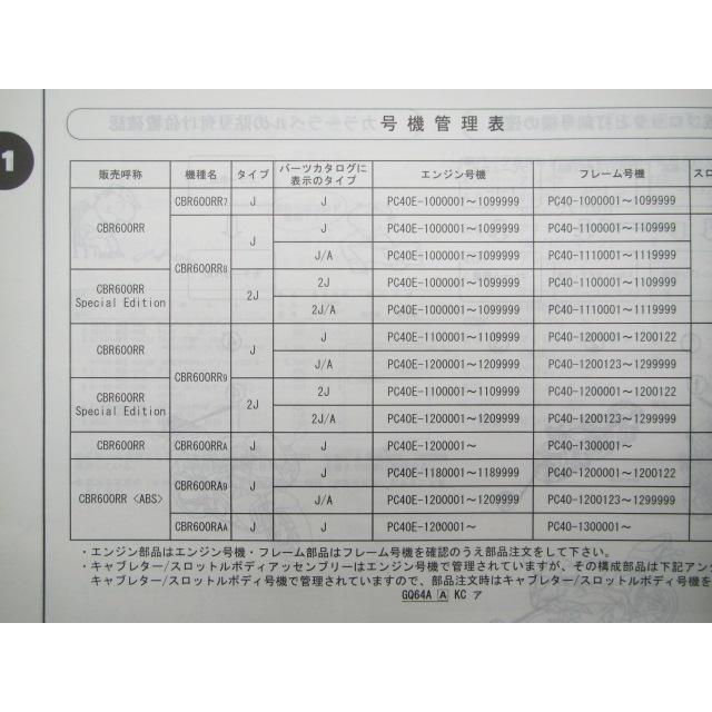 ホンダ（HONDA） CBR600RR SE パーツリスト 4版 正規 中古 バイク 整備