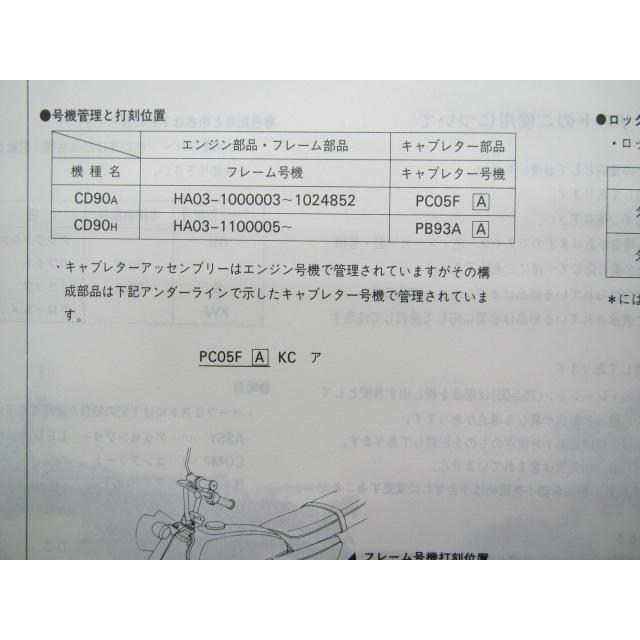 ホンダ（HONDA） ベンリィCD90 パーツリスト 3版 正規 中古 バイク