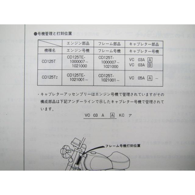 ホンダ（HONDA） ベンリィCD125T パーツリスト 3版 正規 中古 バイク
