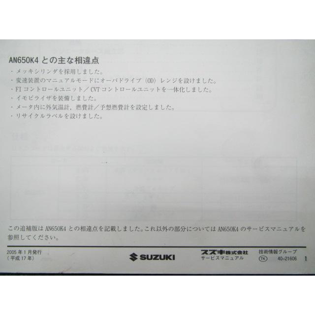 スズキ（SUZUKI） スカイウェイブ650 サービスマニュアル 正規 中古
