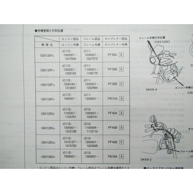 ホンダ CBX125F/CB125C サービスマニュアルとパーツリスト ホンダ（HONDA） CBX125F CBX125C パーツリスト 5版 正規 中古 バイク