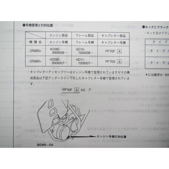 13 車用品・バイク用品 CRM50 80 パーツリスト CRM50/CRM80 4版 AD10-100〜