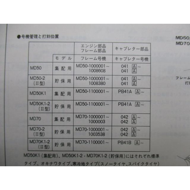 ホンダ（HONDA） スーパーカブデリバリー パーツリスト 1版 MD50 70