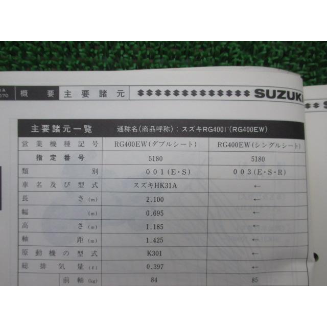 スズキ（SUZUKI） RG400ガンマ サービスマニュアル 正規 中古 バイク