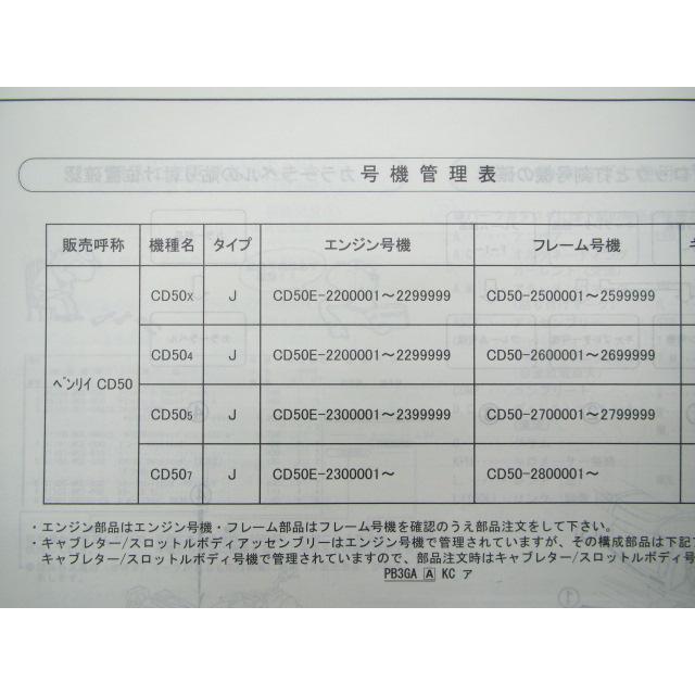 ホンダ（HONDA） ベンリィCD50 パーツリスト 4版 正規 中古 バイク