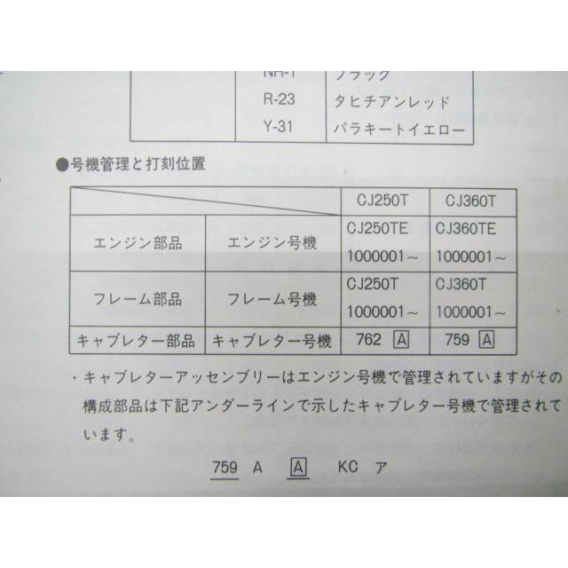 ホンダ（HONDA） ドリームCJ250T CJ360T パーツリスト 1版 正規 中古 