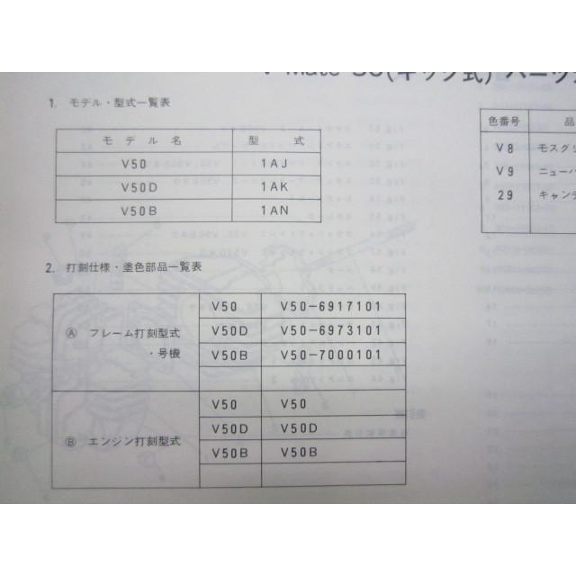 ヤマハ発動機 Vメイト パーツリスト 1版 V50 D B ED V80D 1AJ 1AK 1AN
