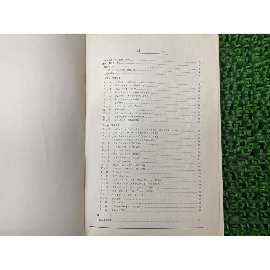 ホンダ（HONDA） ベンリィCS90 CL90 パーツリスト 1版 正規 中古