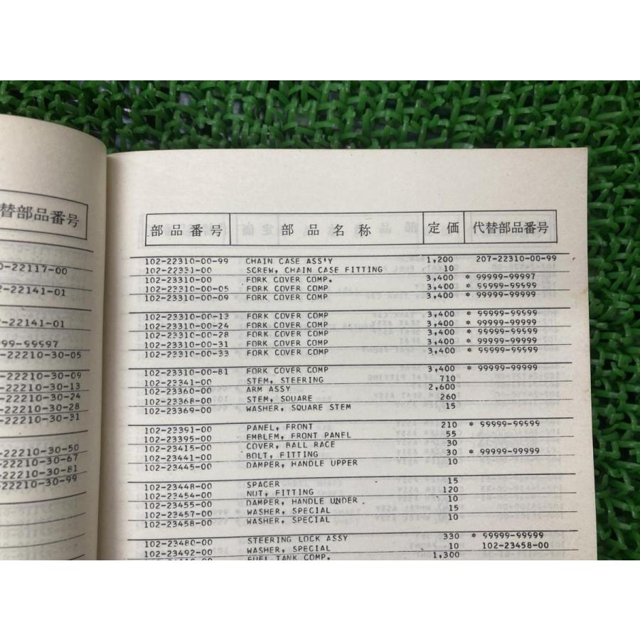 ヤマハ発動機 パーツプライス パーツリスト 補足版 ヤマハ 正規 中古