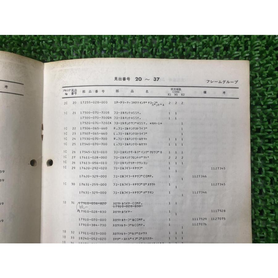 ホンダ（HONDA） ベンリィ90 パーツリスト 3版 正規 中古 バイク 整備